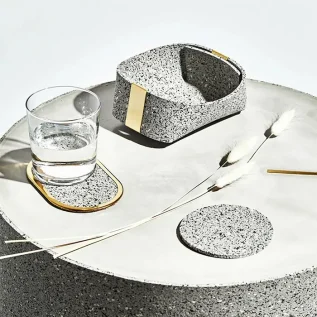 Round Rubber Coaster Set in Gris Round Rubber Coaster Set in Gris