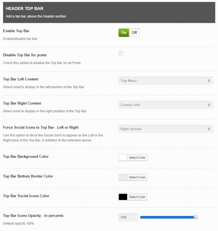 Customize the Top Bar – Creativo Documentation