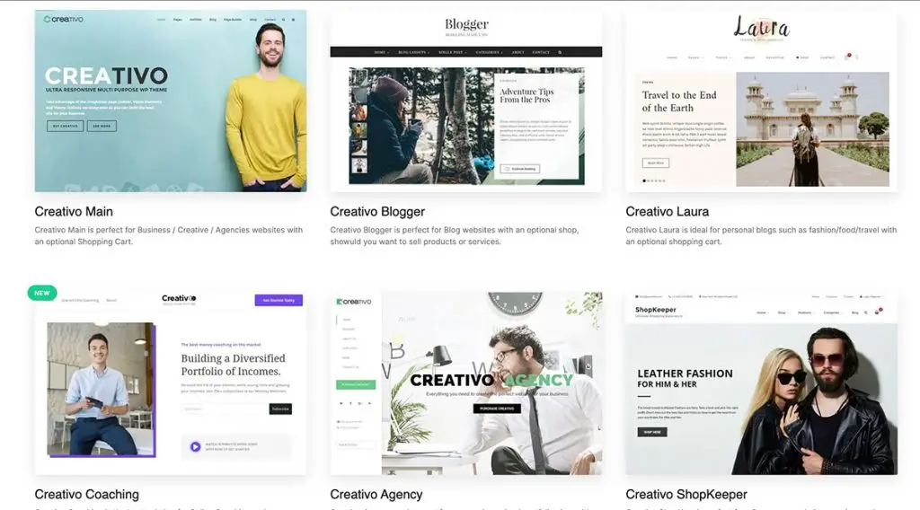 Creativo Theme Prebuilt Websites