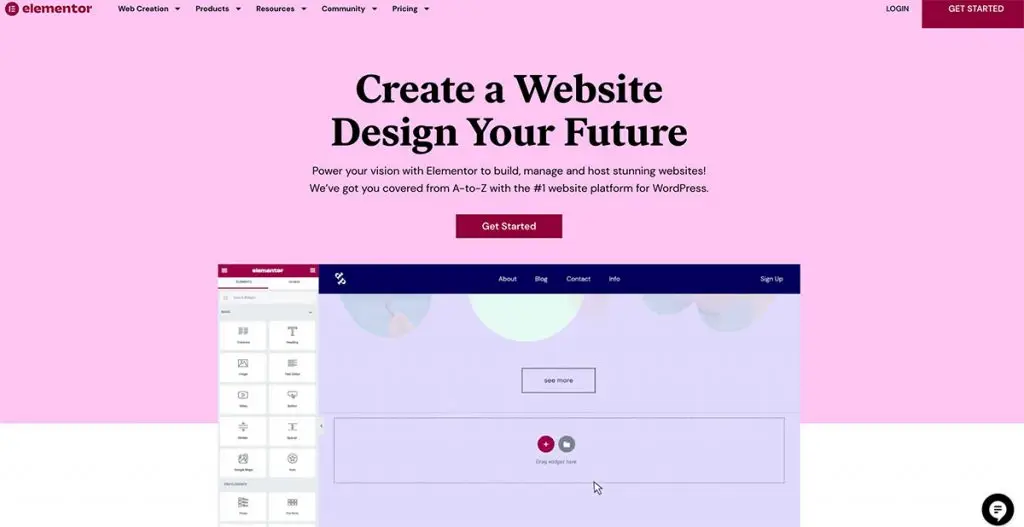 The Elementor landing page