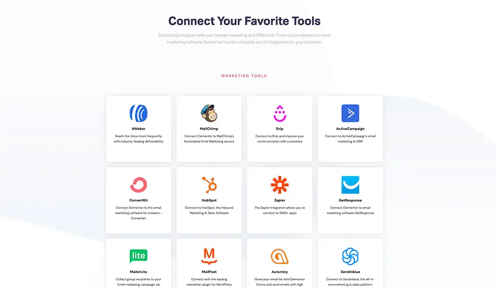 Integrations with Elementor