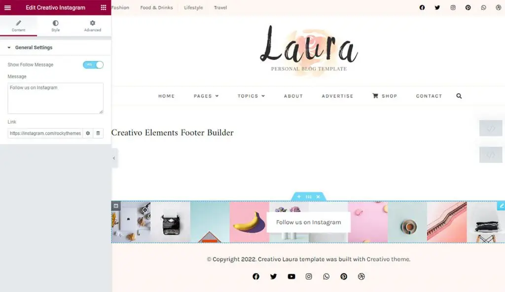 Fully flexible footer builder