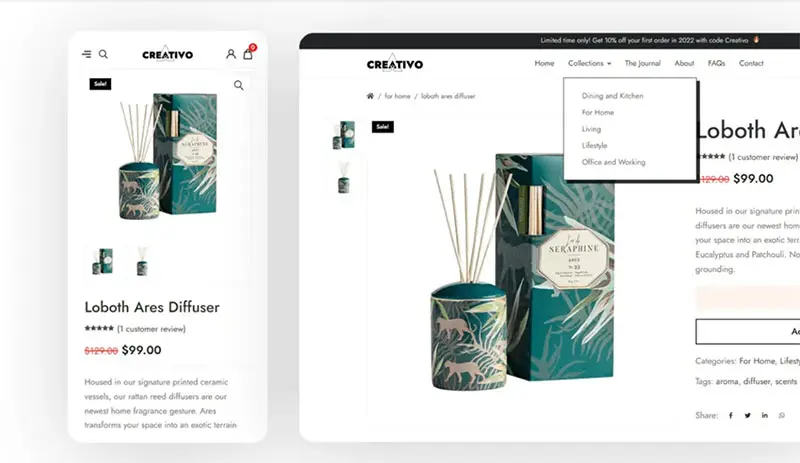 Creativo is fully mobile responsive