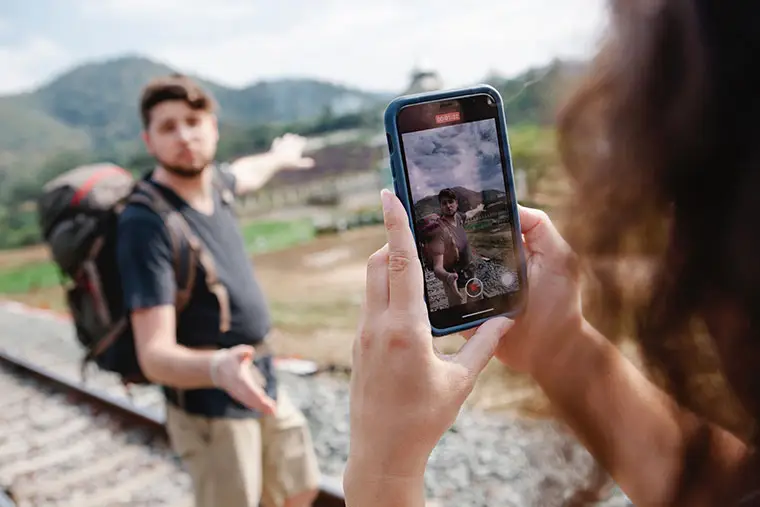 Travelers taking pictures