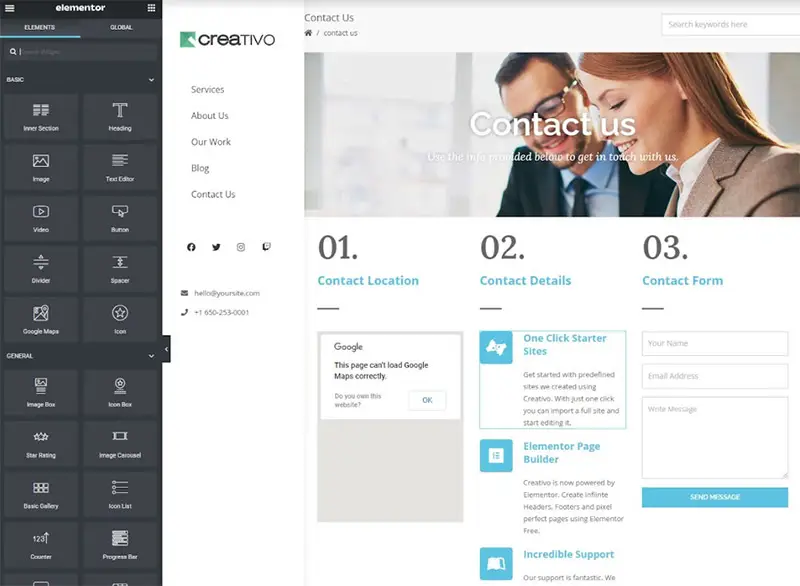 Building a site using Elementor and one of Creativo’s theme.