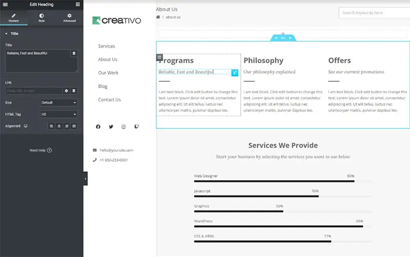 Elementor’s user interface is easy to understand and use