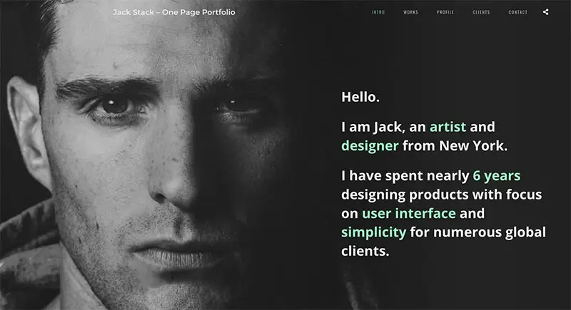 Creating a one-page personal portfolio template with Creativo