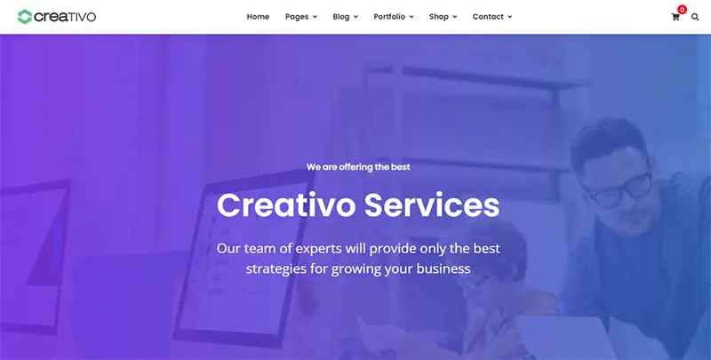 Creativo Main pre-built website that supports parallax layouts