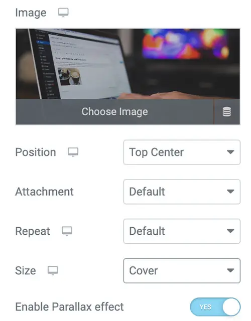 Setting parallax on an image in Creativo