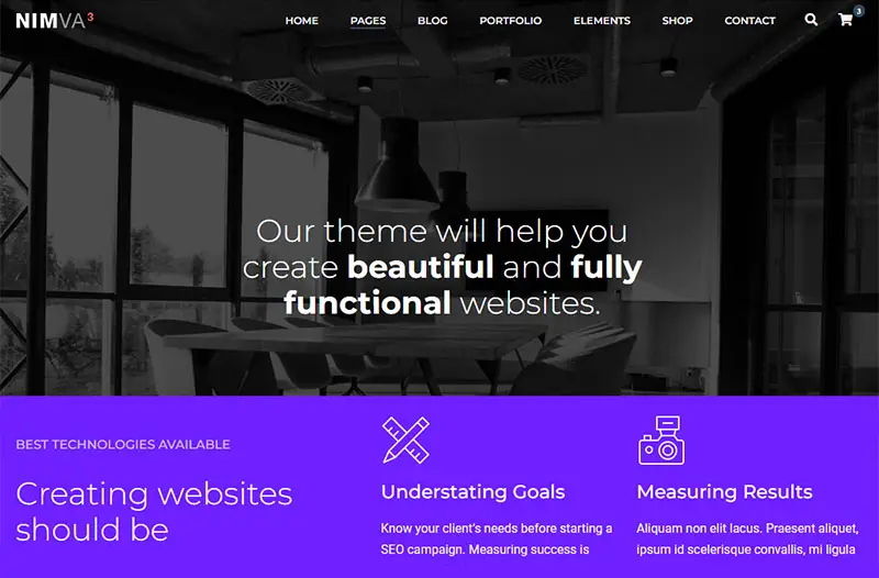 Nimva business with parallax effects