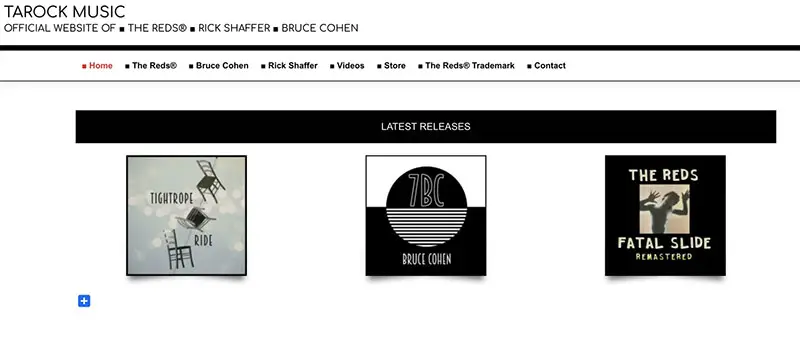 Tarock Music’s website, made with Creativo