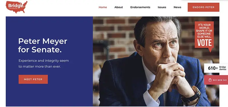 The Bridge theme’s Polticial Candidate template 