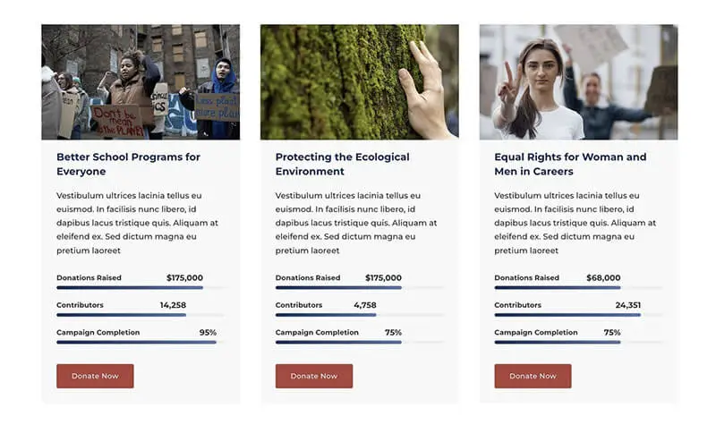A look at the Projects page that comes pre-loaded with Creativo Politician