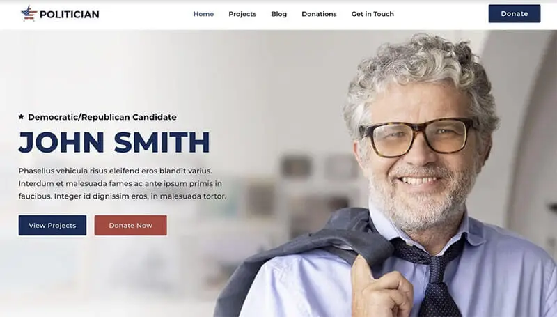 Creativo Politician is a pre-built website template that is a great fit for all kinds of political websites