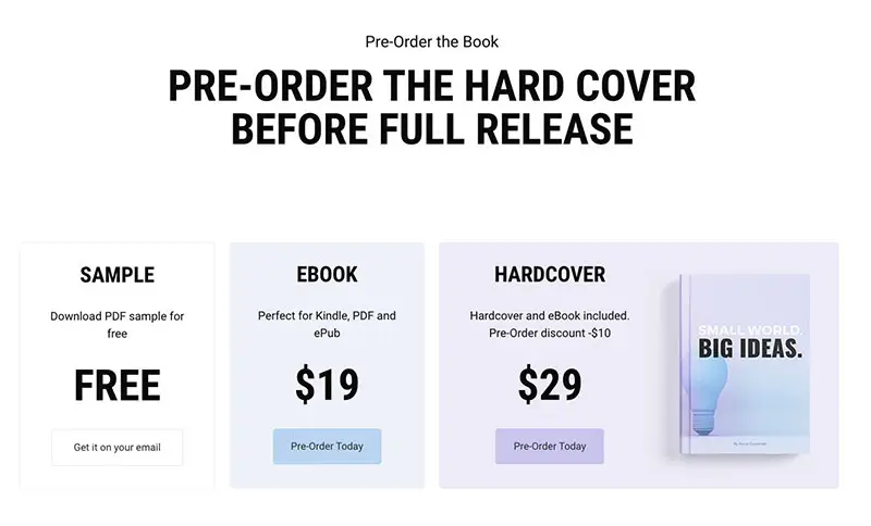 A pricing table made with Creativo Elements