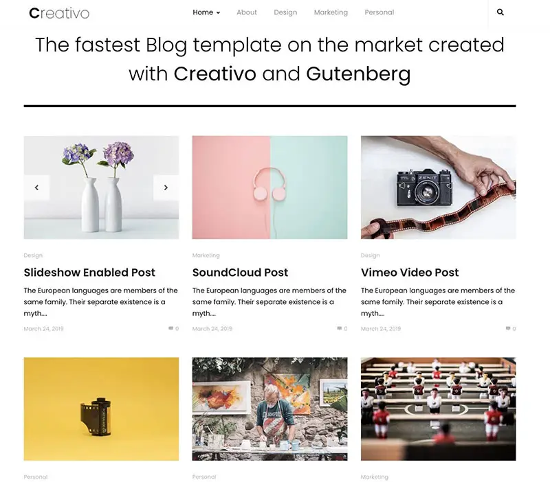 Creativo Grid Template