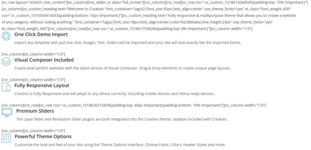 WPBakery shortcodes like vc_row showing on a page after the plugin was deactivated