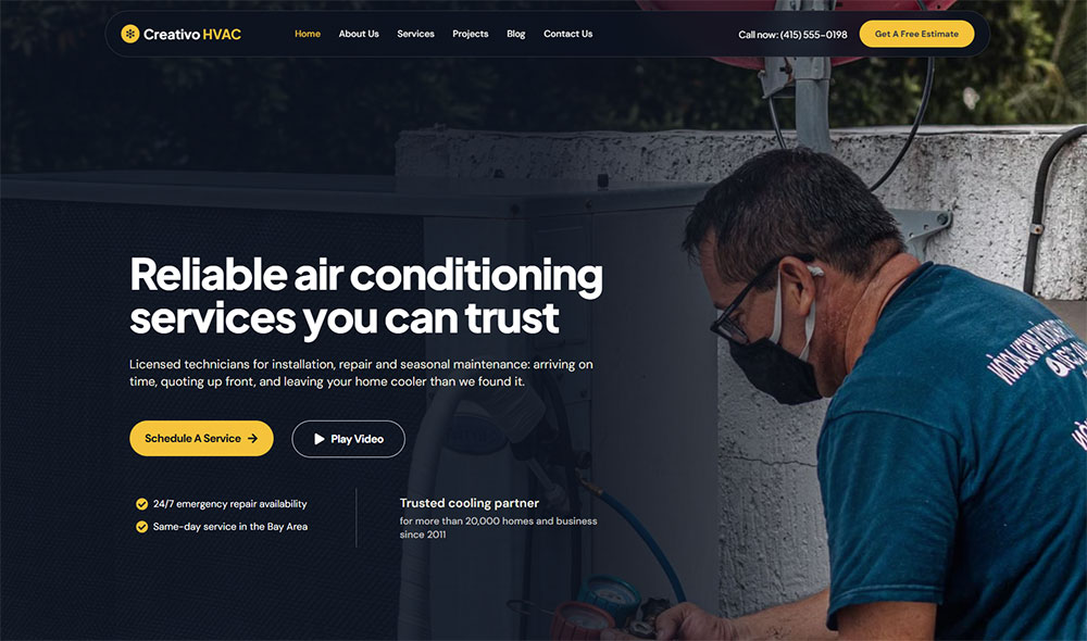 Creativo HVAC Elementor Theme for WordPress